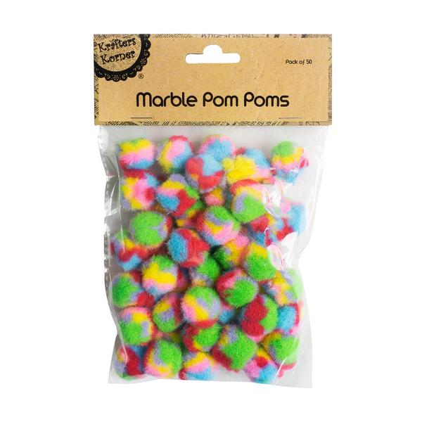 PomPom Rainbow Style 20mm Bright  marbled Pack of 50 KK
